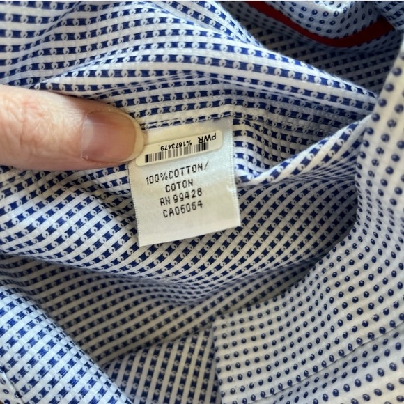 Bugatchi Classic Fit Navy Blue/White Dot Print Button Down Size L - Picture 6 of 8